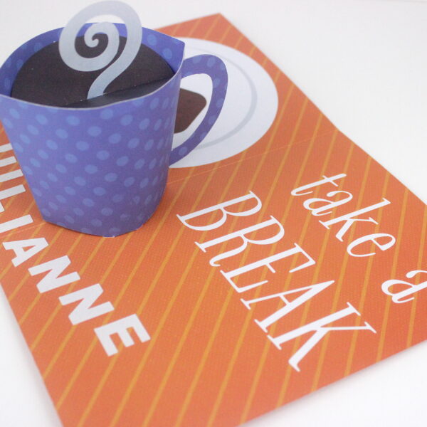 Blue Coffee Cup Pop Up Birthday Card Personalised