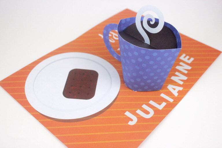 Blue Coffee Cup Pop Up Birthday Card Personalised