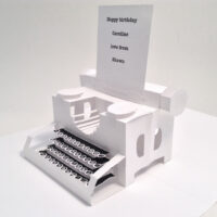 Pop Up Typewriter Card In White Personalised, Celebration, Anniversary, Wedding