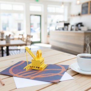 Yellow Crane Pop Up Birthday Card Personalised