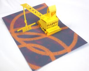 Yellow Crane Pop Up Birthday Card Personalised