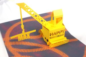 Yellow Crane Pop Up Birthday Card Personalised