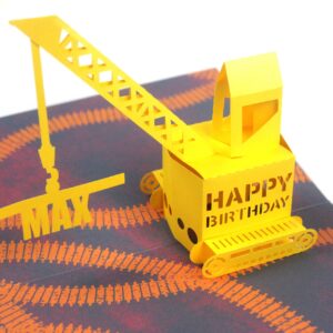 Yellow Crane Pop Up Birthday Card Personalised