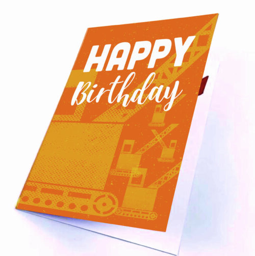 Orange Crane Pop Up Birthday Card Personalised