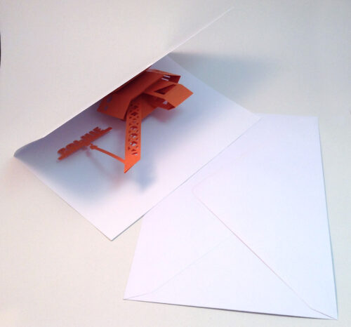 Orange Crane Pop Up Birthday Card Personalised