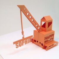 Orange Crane Pop Up Birthday Card Personalised