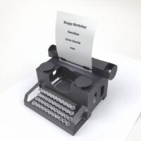 Pop Up Typewriter Card In Black Paper Personalised