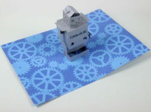 Robot Pop Up Card Personalised Silver and Blue