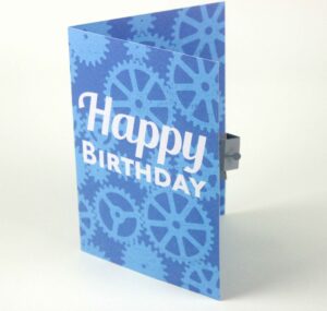 Robot Pop Up Card Personalised Silver and Blue