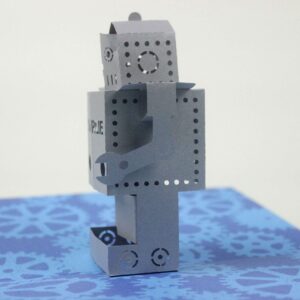 Robot Pop Up Card Personalised Silver and Blue