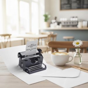 Pop Up Typewriter Card In Black Paper Personalised