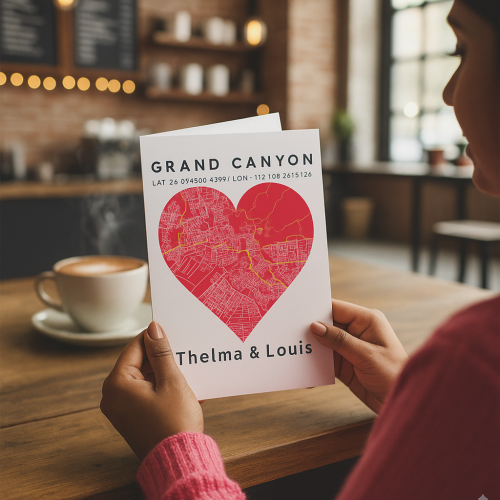 Personalised Map Greeting Card A5 where we met valentine date save the date wedding our first date where we live - Image 4