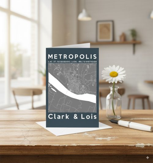 Personalised Map Greeting Card A5 where we met valentine date save the date wedding our first date where we live - Image 6